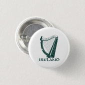 Ireland Harp Design, Irish Harp Ronde Button 3,2 Cm (Voorkant /achterkant)