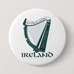 Ireland Harp Design, Irish Harp Ronde Button 7,6 Cm