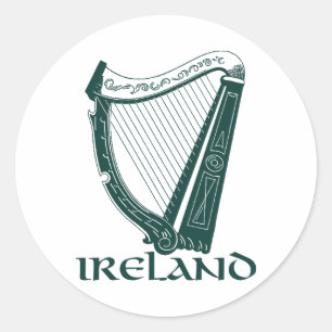 Ireland Harp Design, Irish Harp Ronde Sticker