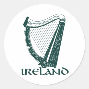 Ireland Harp Design, Irish Harp Ronde Sticker