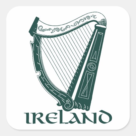 Ireland Harp Design, Irish Harp Vierkante Sticker (Voorkant)