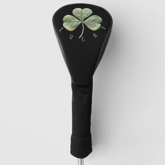 Ireland Irish Shamrock Lucky Black Golfheadcover (Voorkant)