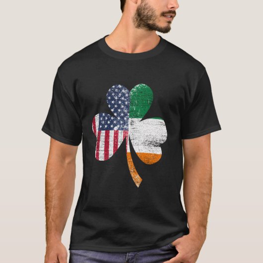 Ireland Shamrock St Patricks Day Irish Us Flag T-shirt (Voorkant)