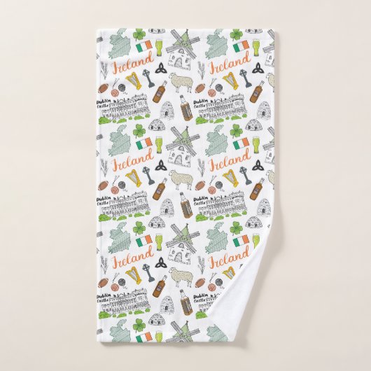 Ireland Sketch Doodle Pattern Bad Handdoek (Handdoek)