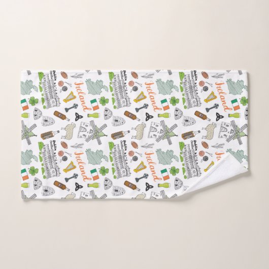 Ireland Sketch Doodle Pattern Bad Handdoek (Handdoek)