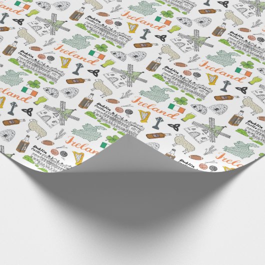 Ireland Sketch Doodle Pattern Cadeaupapier (Hoek)