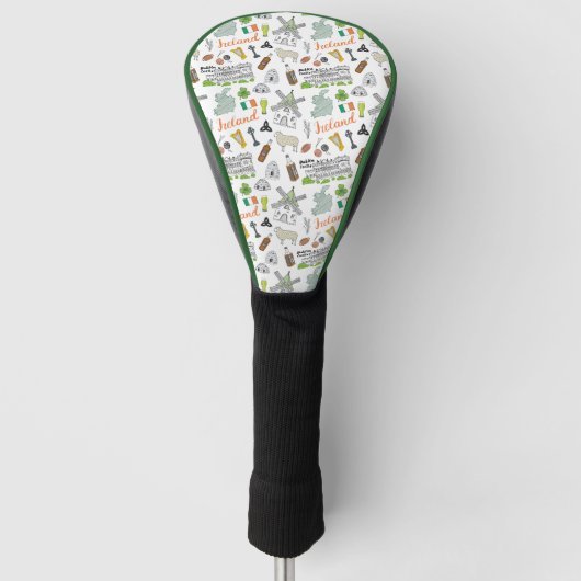 Ireland Sketch Doodle Pattern Golfheadcover (Voorkant)