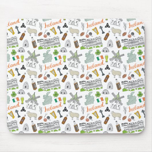 Ireland Sketch Doodle Pattern Muismat (Voorkant)