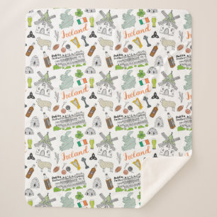 Ireland Sketch Doodle Pattern Sherpa Deken