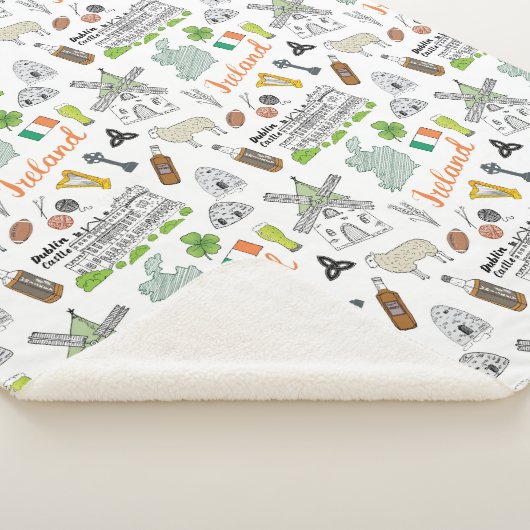 Ireland Sketch Doodle Pattern Sherpa Deken (3/4)