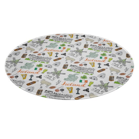 Ireland Sketch Doodle Pattern Snijplank (Hoek)