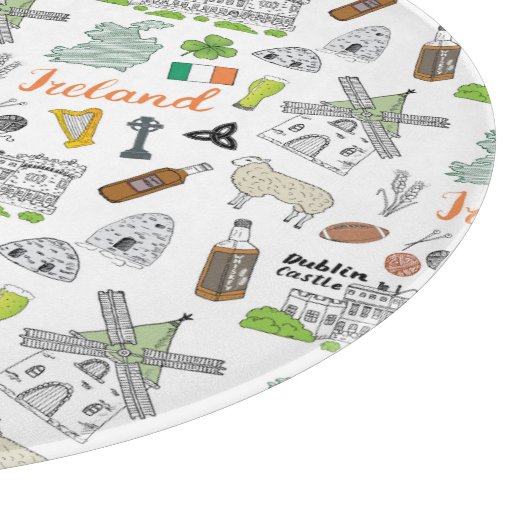 Ireland Sketch Doodle Pattern Snijplank (Hoek)