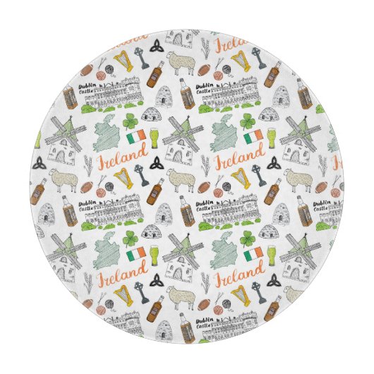 Ireland Sketch Doodle Pattern Snijplank (Voorkant)
