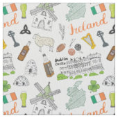 Ireland Sketch Doodle Pattern Stof (Close Up)