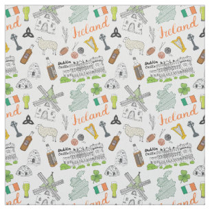 Ireland Sketch Doodle Pattern Stof