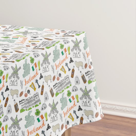 Ireland Sketch Doodle Pattern Tafelkleed (Voorbeeld)