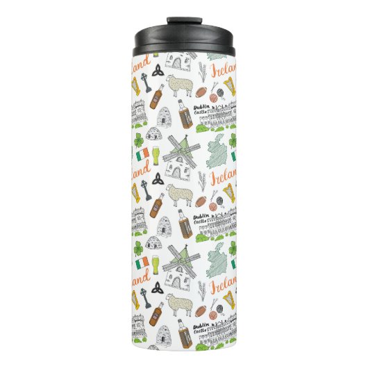 Ireland Sketch Doodle Pattern Thermosbeker (Voorkant)