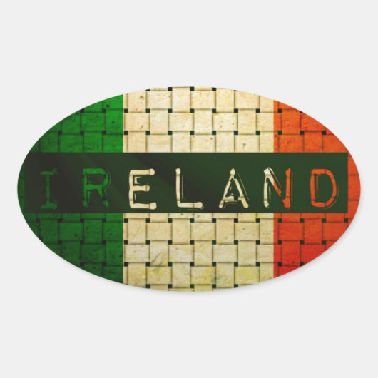 Ireland Woven Flag Ovale Sticker (Voorkant)
