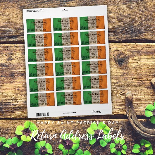 Irelands Rustic Flag Retourner l'adresse Étiquette