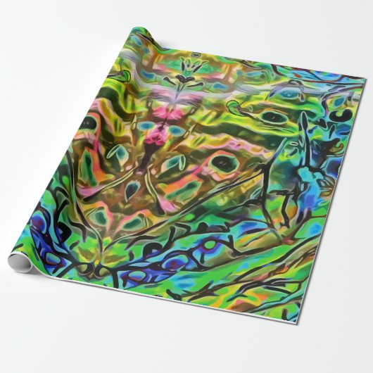 Iridescent Abalone Butterfly Zee Shell Cadeaupapier (Uitgerold)