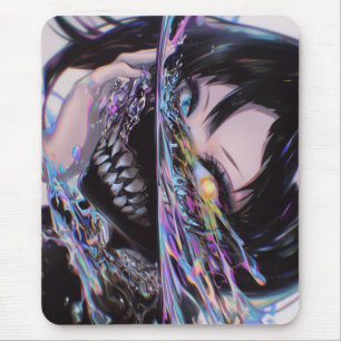Iridescent Anime Horror: Liquid Smile Monster Muismat