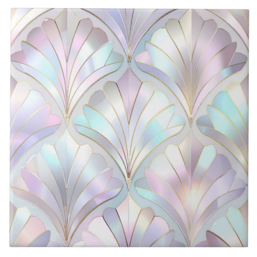 Iridescent Art Deco Fan Pattern ID1175 Tegeltje (Voorkant)