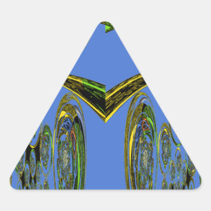 Iridescent Art Print met Gouden Abstract Design Driehoek Sticker