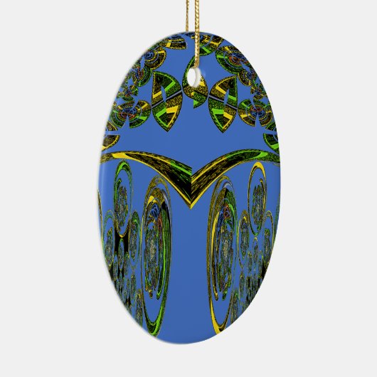 Iridescent Art Print met Gouden Abstract Design Keramisch Ornament (Rechts)