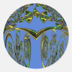 Iridescent Art Print met Gouden Abstract Design Ronde Sticker