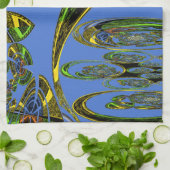 Iridescent Art Print met Gouden Abstract Design Theedoek (Gevouwen)