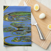 Iridescent Art Print met Gouden Abstract Design Theedoek (Quarter Fold)