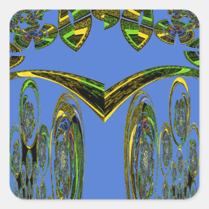 Iridescent Art Print met Gouden Abstract Design Vierkante Sticker