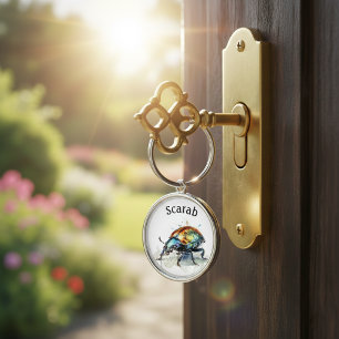 Iridescent Beetle in Waterverf, op maat Sleutelhanger