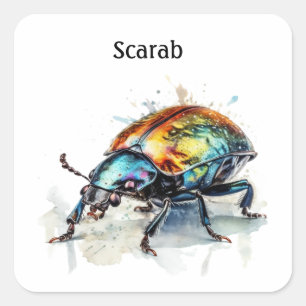 Iridescent Beetle in Waterverf, op maat Vierkante Sticker