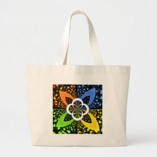 Iridescent blauw groen geel hart grote tote bag