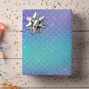 Iridescent Blauw Paarse Zeemeermin Schubben Cadeaupapier