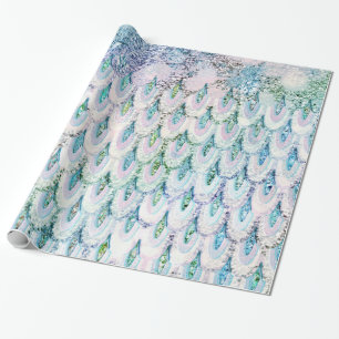 Iridescent blauwgroen Glitter Mermaid Fish Scales Cadeaupapier