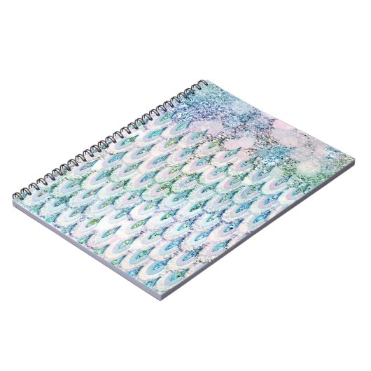 Iridescent blauwgroen Glitter Mermaid Fish Scales Notitieboek (Linkerzijde)
