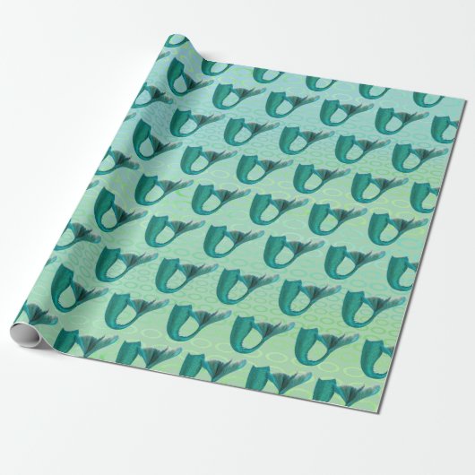 Iridescent Blauwgroen Mermaid Tails Pattern Cadeaupapier (Uitgerold)
