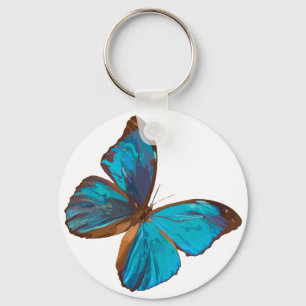 Iridescent Blue Butterfly Basic Sleutelhanger