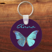 Iridescent Blue Butterfly Sleutelhanger (Voorkant)