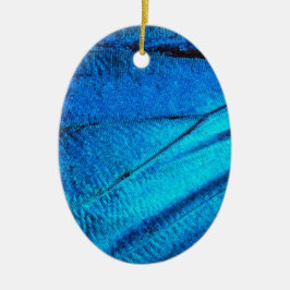 Iridescent Blue Butterfly Wing Keramisch Ornament