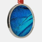 Iridescent Blue Butterfly Wing Metalen Ornament (Rechts)