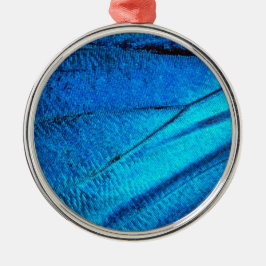 Iridescent Blue Butterfly Wing Metalen Ornament