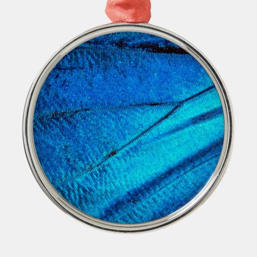 Iridescent Blue Butterfly Wing Metalen Ornament (Voorkant)