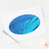 Iridescent Blue Butterfly Wing Ovale Sticker (Envelop)