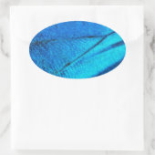 Iridescent Blue Butterfly Wing Ovale Sticker (Tas)