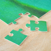 Iridescent Blue Dragonfly op roze waterlily Legpuzzel (Zijkant)