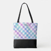Iridescent Blue Gingham Pattern met Monogram Draagtas (Achterkant)