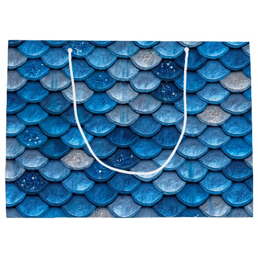 Iridescent Blue Glitter Shiny Mermaid Fish Scales Large Cadeautasje (Achterkant)